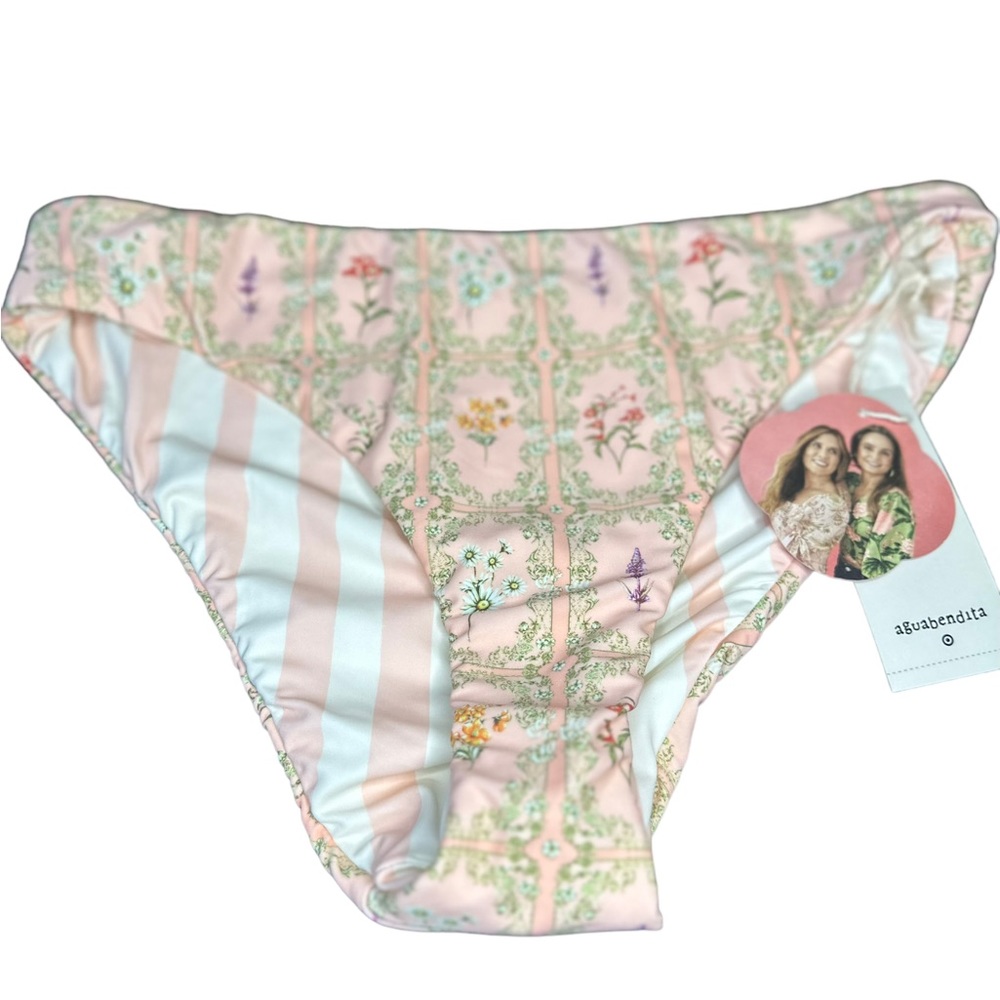Aguabendita x Target Danny Floral Stripe Print Reversible Bikini Bottoms